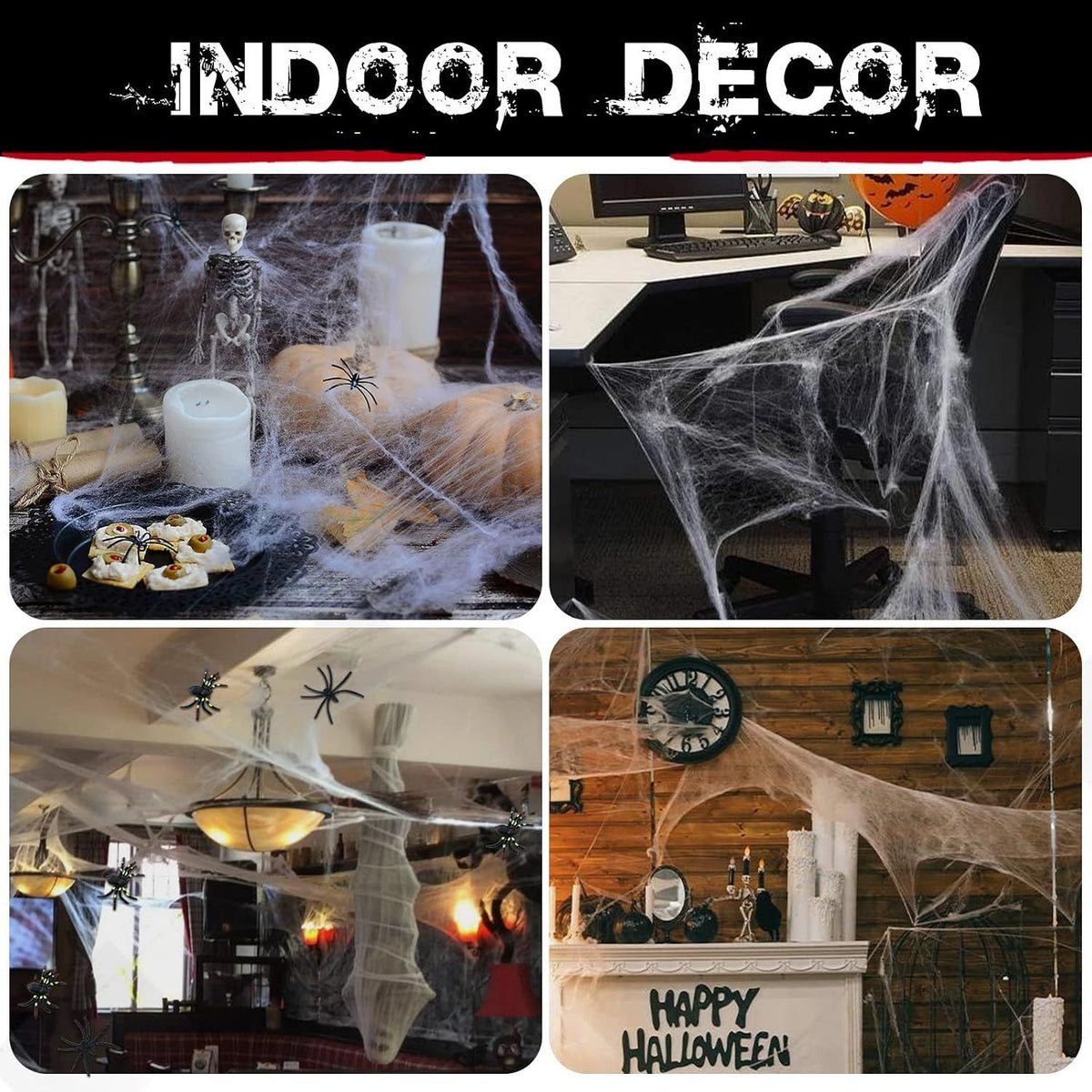 1000 sqft Spider Webs Halloween Decorations with 30 Fake Spiders