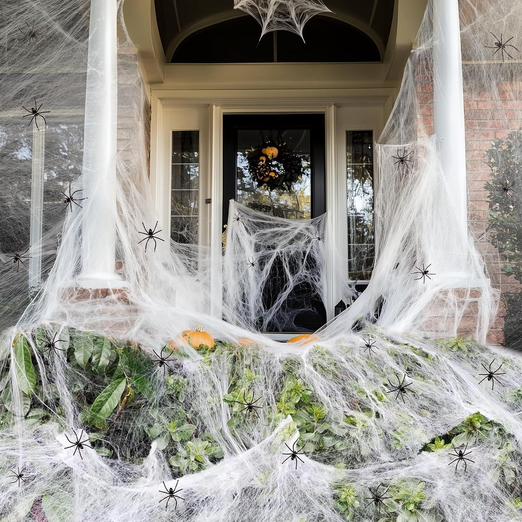 1000 sqft Spider Webs Halloween Decorations with 30 Fake Spiders