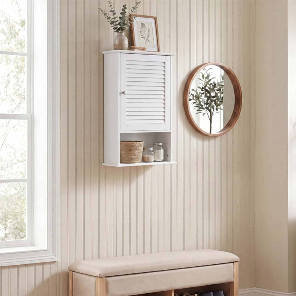 Bathroom Wall Mount Storage Cabinet Single Door with Height Adjustable Shelf