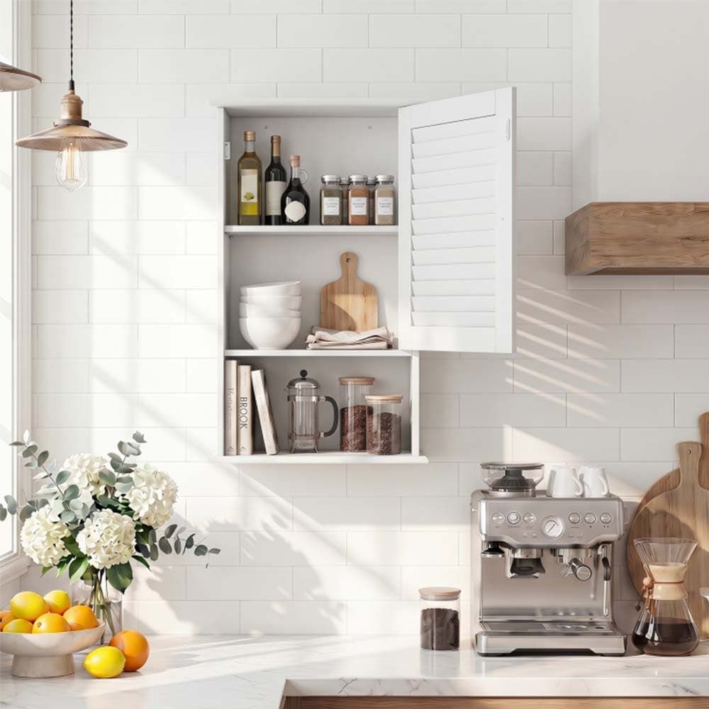 Bathroom Wall Mount Storage Cabinet Single Door with Height Adjustable Shelf