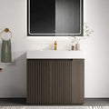 GALAN 36F" Smoked Oak Bathroom Vanity with Sink, Large Storage Freestanding Bathroom Vanity for Modern Bathroom, One-Piece White Sink Basin without Drain and Faucet, KD