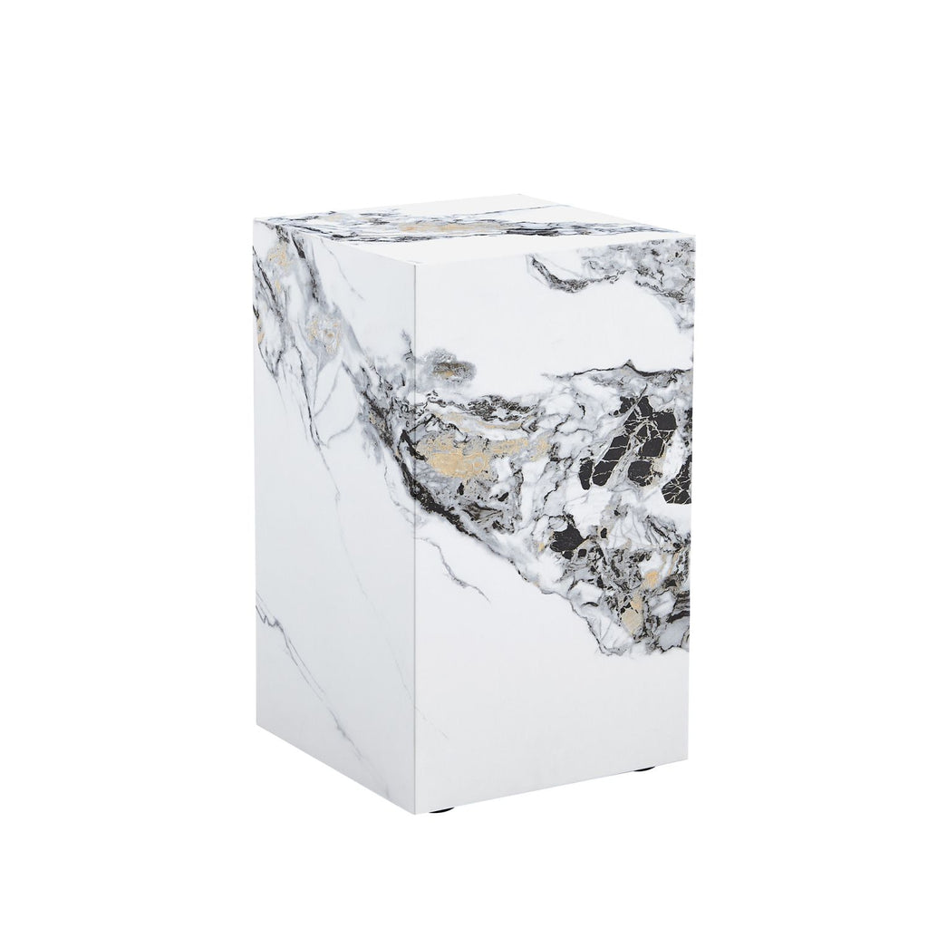 Elevate your living space with this modern MDF coffee table, which showcases white marble textured patterns. It is characterized by stylish design.11.8x11.8x19.7 inches,W1151119519