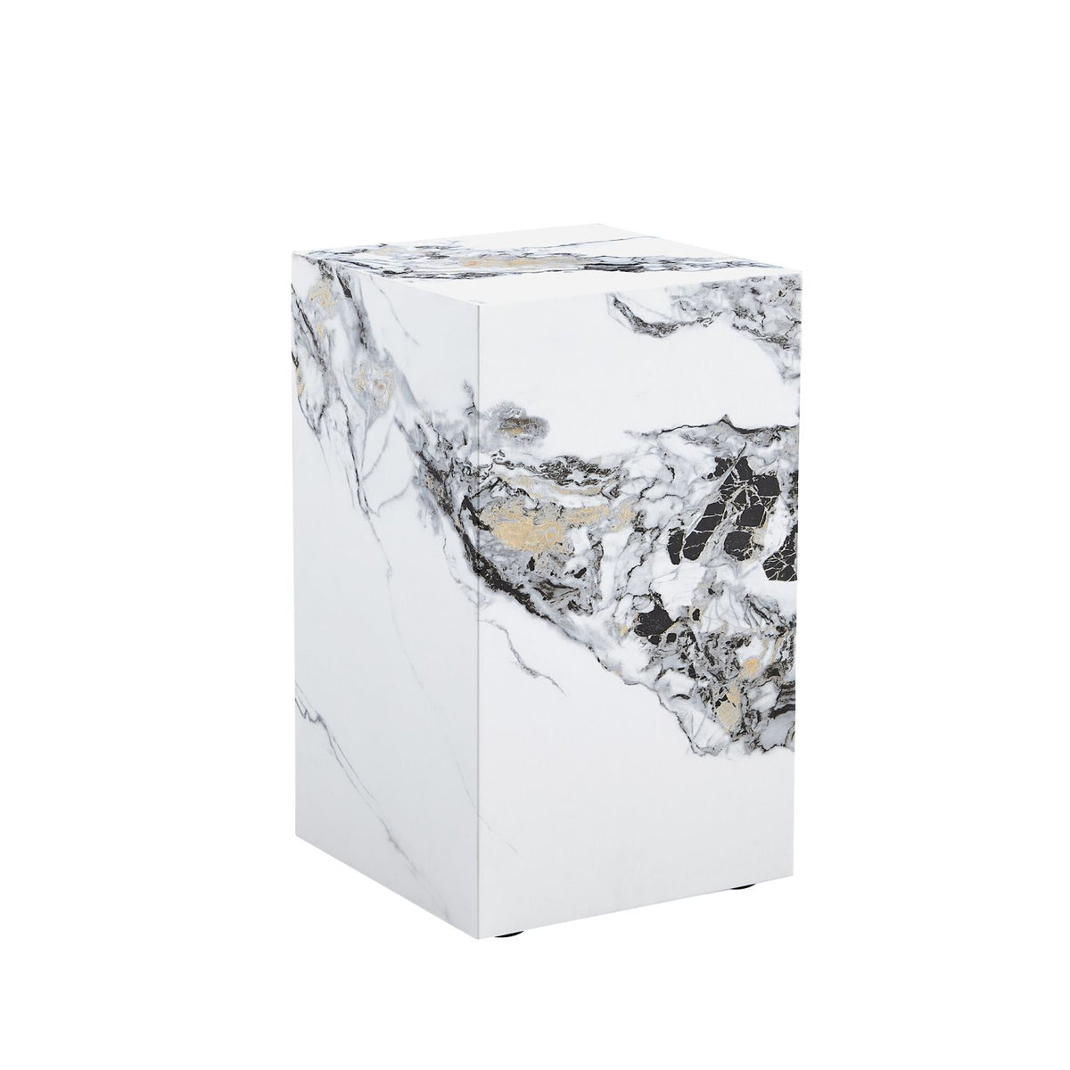 Elevate your living space with this modern MDF coffee table, which showcases white marble textured patterns. It is characterized by stylish design.11.8x11.8x19.7 inches,W1151119519