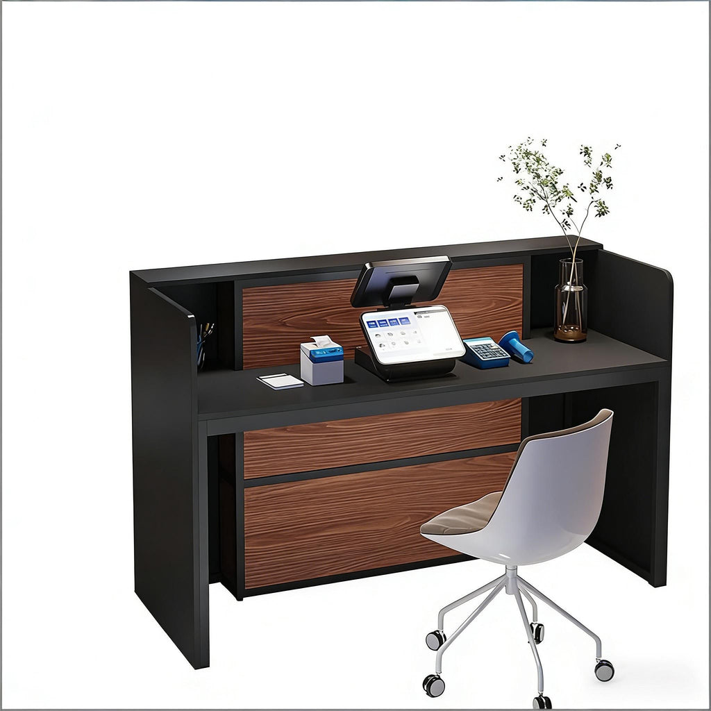 Modern Reception Desk, Large Counter Table Front Desk with LED Lights