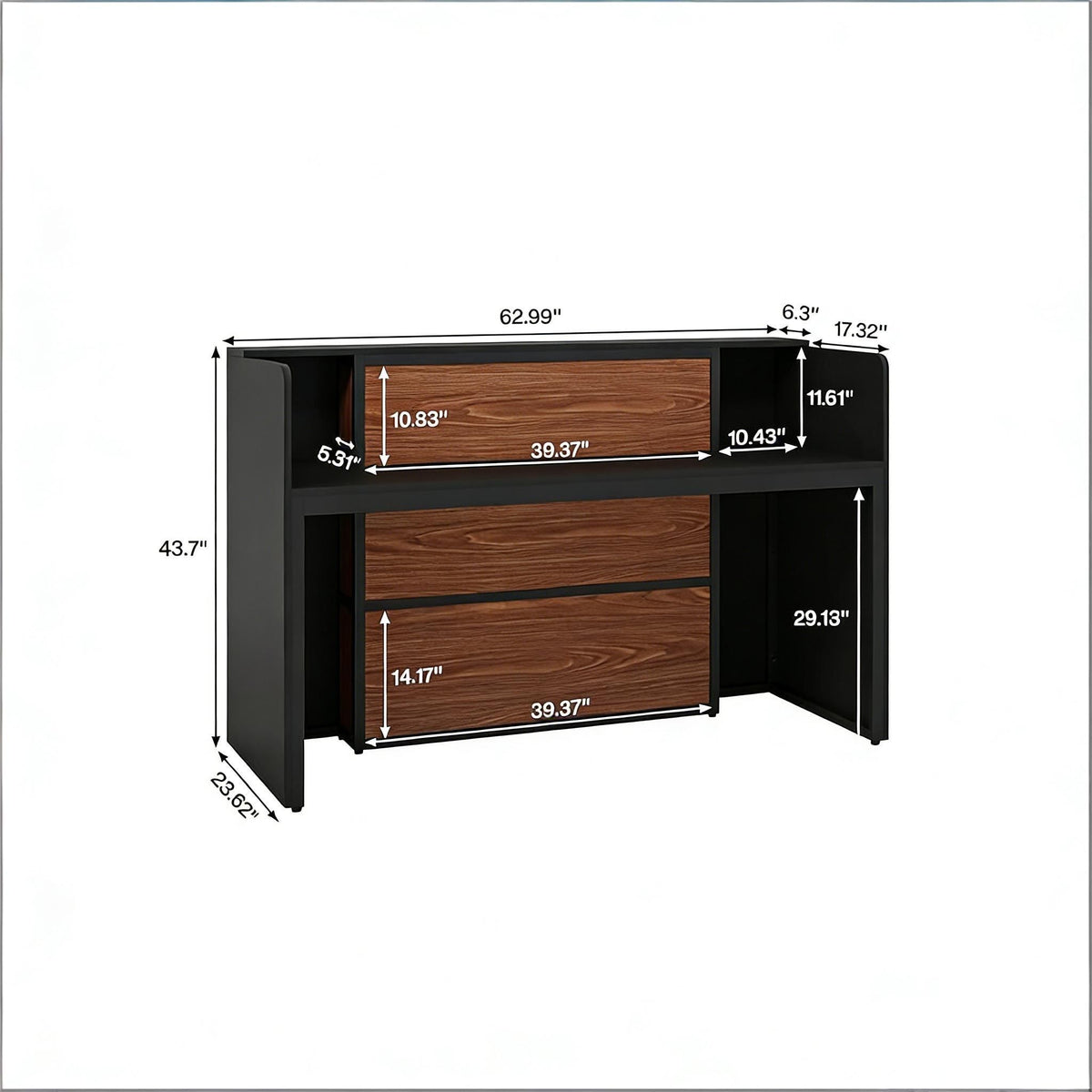 Modern Reception Desk, Large Counter Table Front Desk with LED Lights
