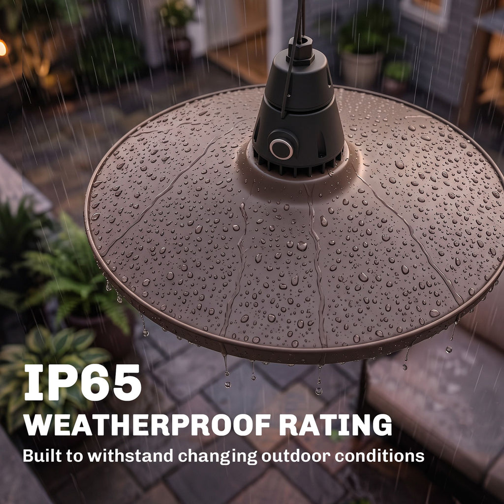 1500W Electric Patio Heater, IP65 Hanging Infrared Carbon Fiber Tube Outdoor Heater with Remote Control, Brown