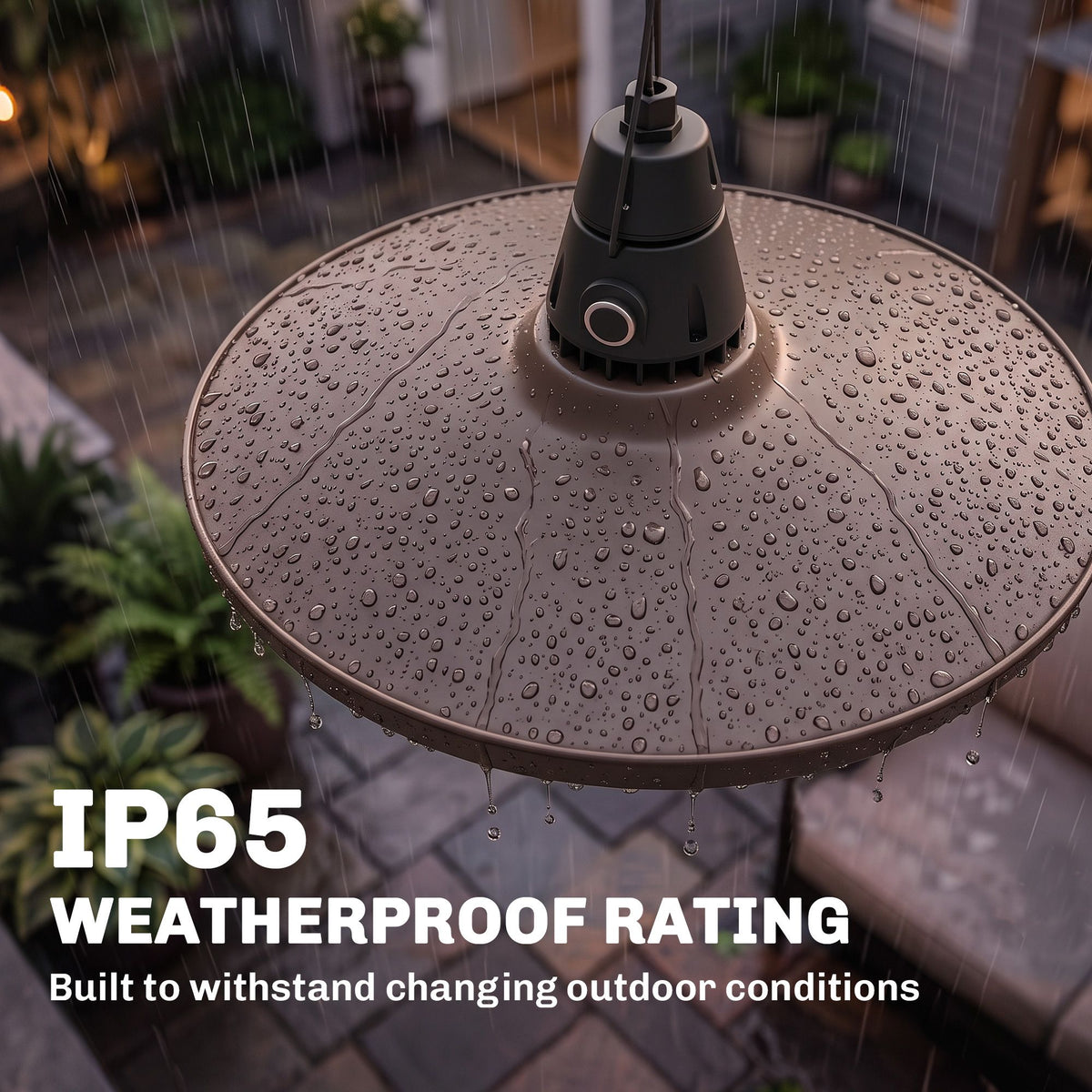 1500W Electric Patio Heater, IP65 Hanging Infrared Carbon Fiber Tube Outdoor Heater with Remote Control, Brown
