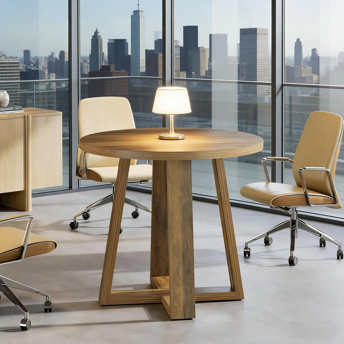 Conference Table, Farmhouse Home Office Meeting Desk for 2-4