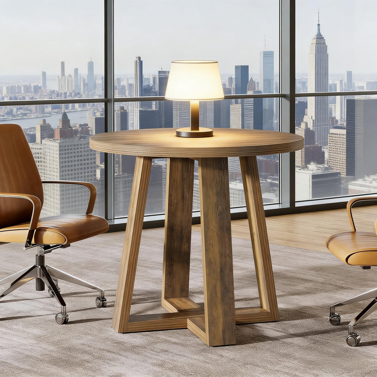 Conference Table, Farmhouse Home Office Meeting Desk for 2-4