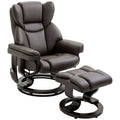 Massage Recliner Chair with Footrest, Swivel Armchair, Wrapped Wood Base, 10 Massage Points, Faux Leather, Brown