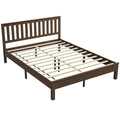 Queen Size Bed Frame with Headboard and Footboard, Mid-Century Modern Wood Platform Bed Frame, Walnut