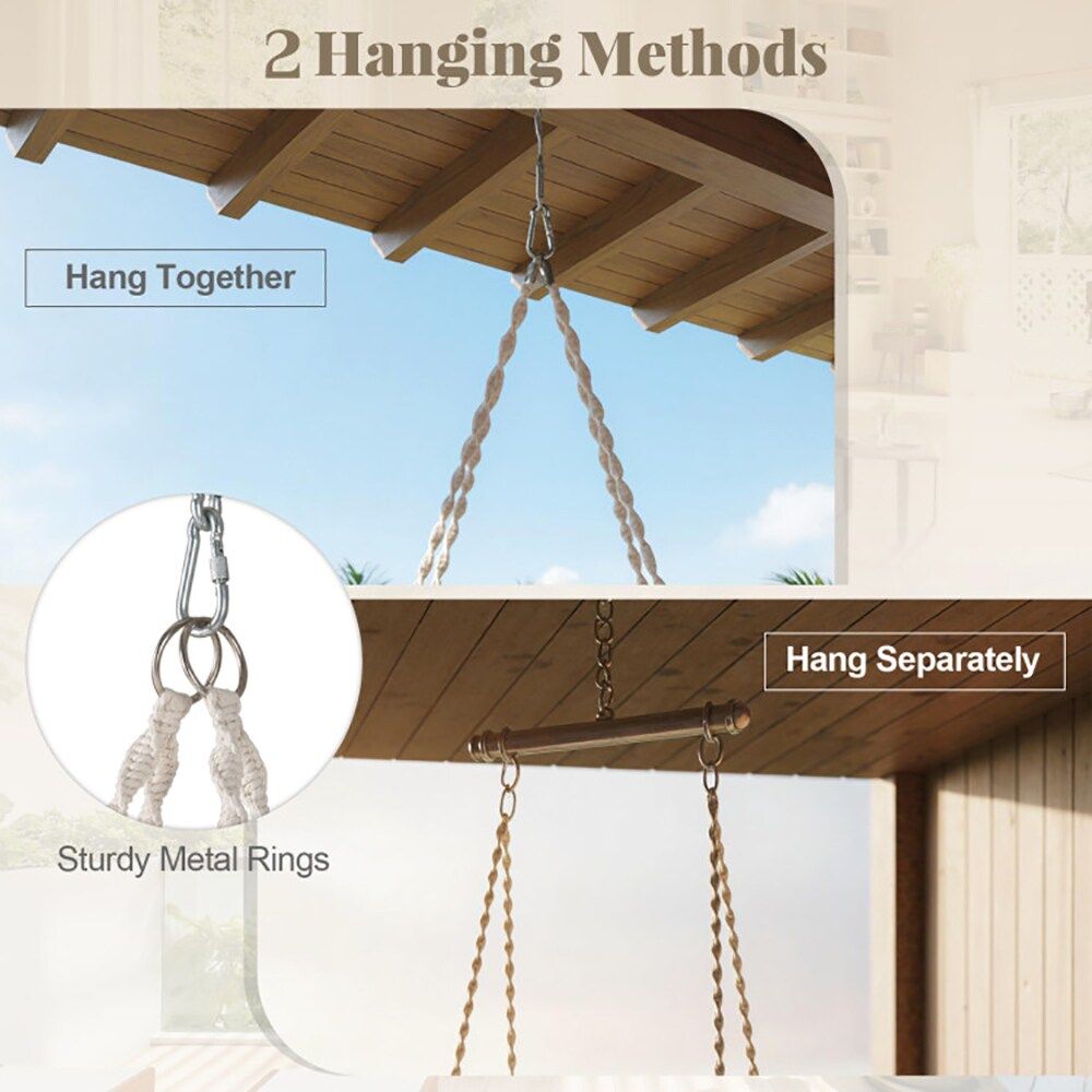 Hammock Chair Macrame Swing Hanging Cotton Rope Chair for Your Bedroom, Porch, Balcony, Etc