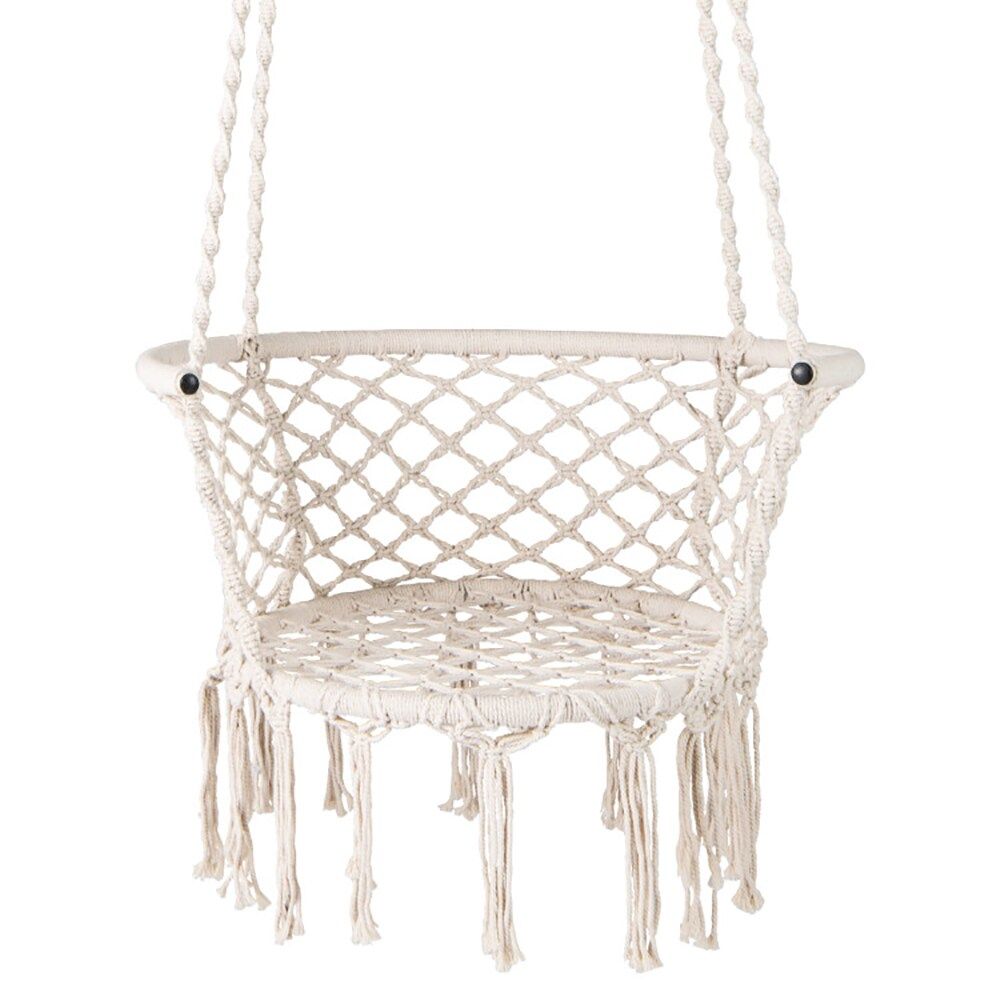 Hammock Chair Macrame Swing Hanging Cotton Rope Chair for Your Bedroom, Porch, Balcony, Etc