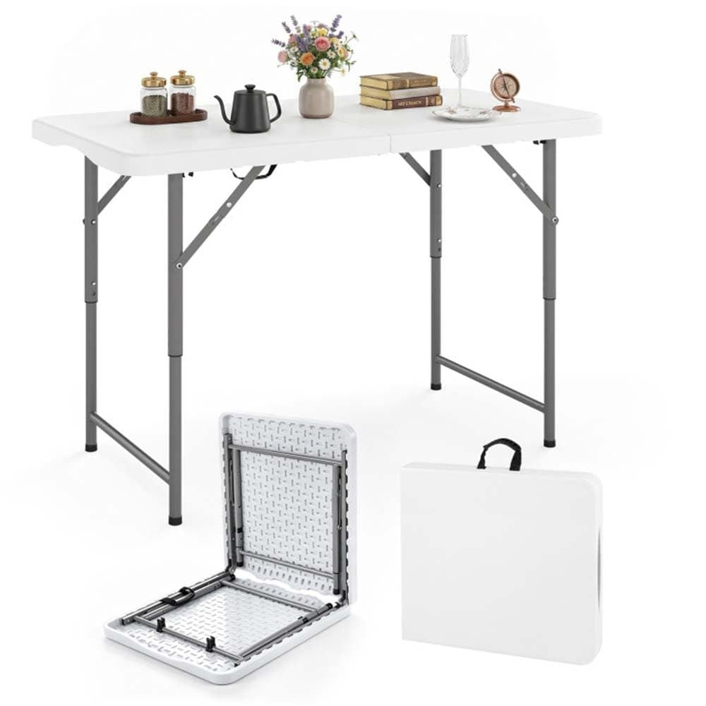 4 Feet Portable Camping Table with HDPE Tabletop and Metal Legs