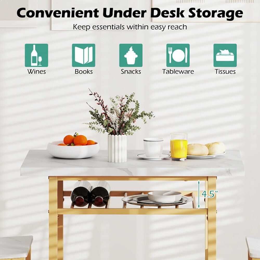 3-Piece Dining Table Set with Rectangular Kitchen Table and 2 Chairs for Kitchen, Dining Room, Breakfast Nook, or Restaurant