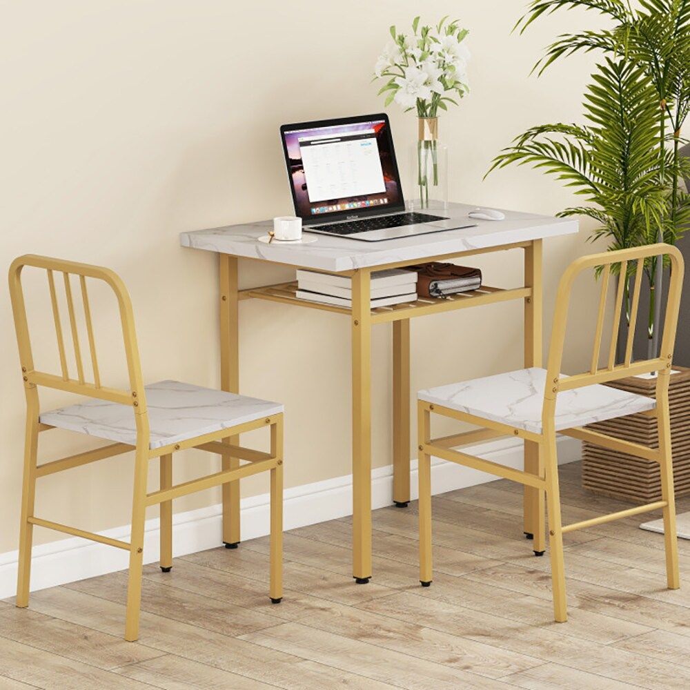 3-Piece Dining Table Set with Rectangular Kitchen Table and 2 Chairs for Kitchen, Dining Room, Breakfast Nook, or Restaurant