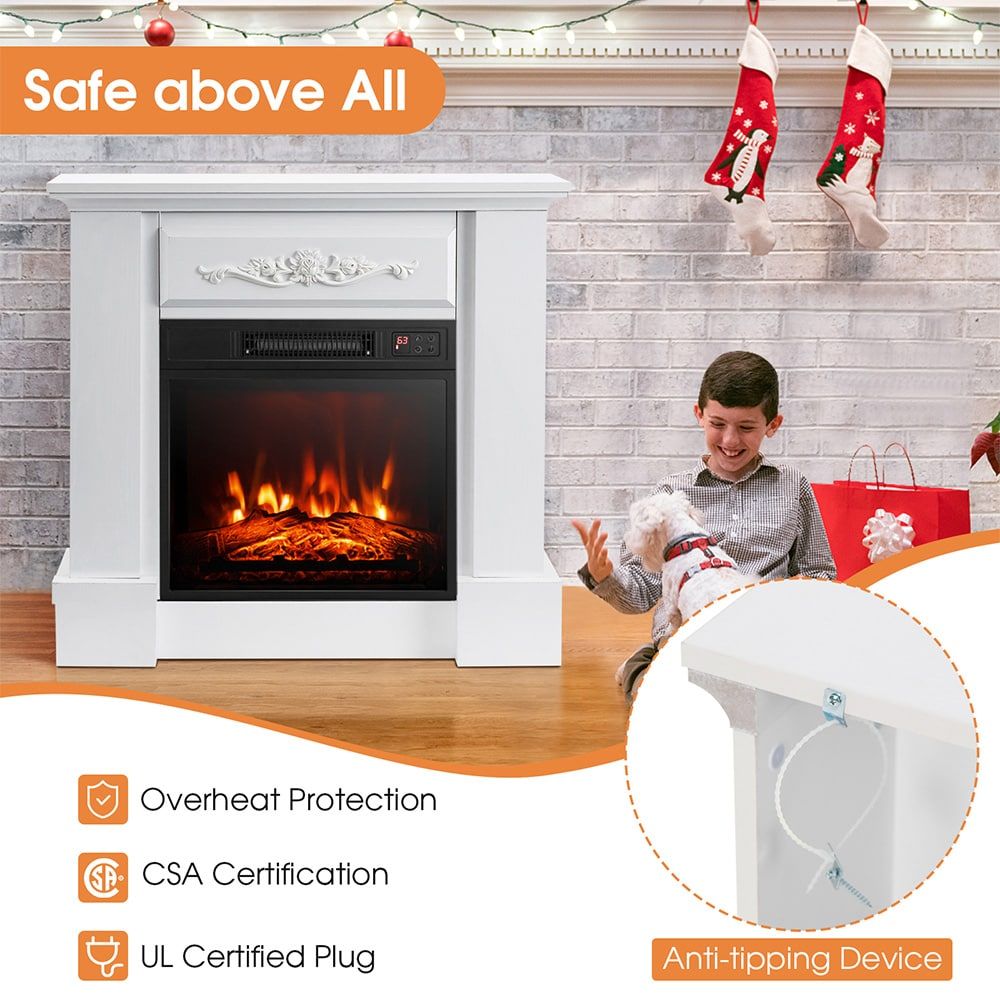 27 Inch Freestanding Fireplace with Remote Control