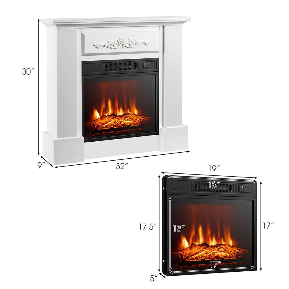 27 Inch Freestanding Fireplace with Remote Control