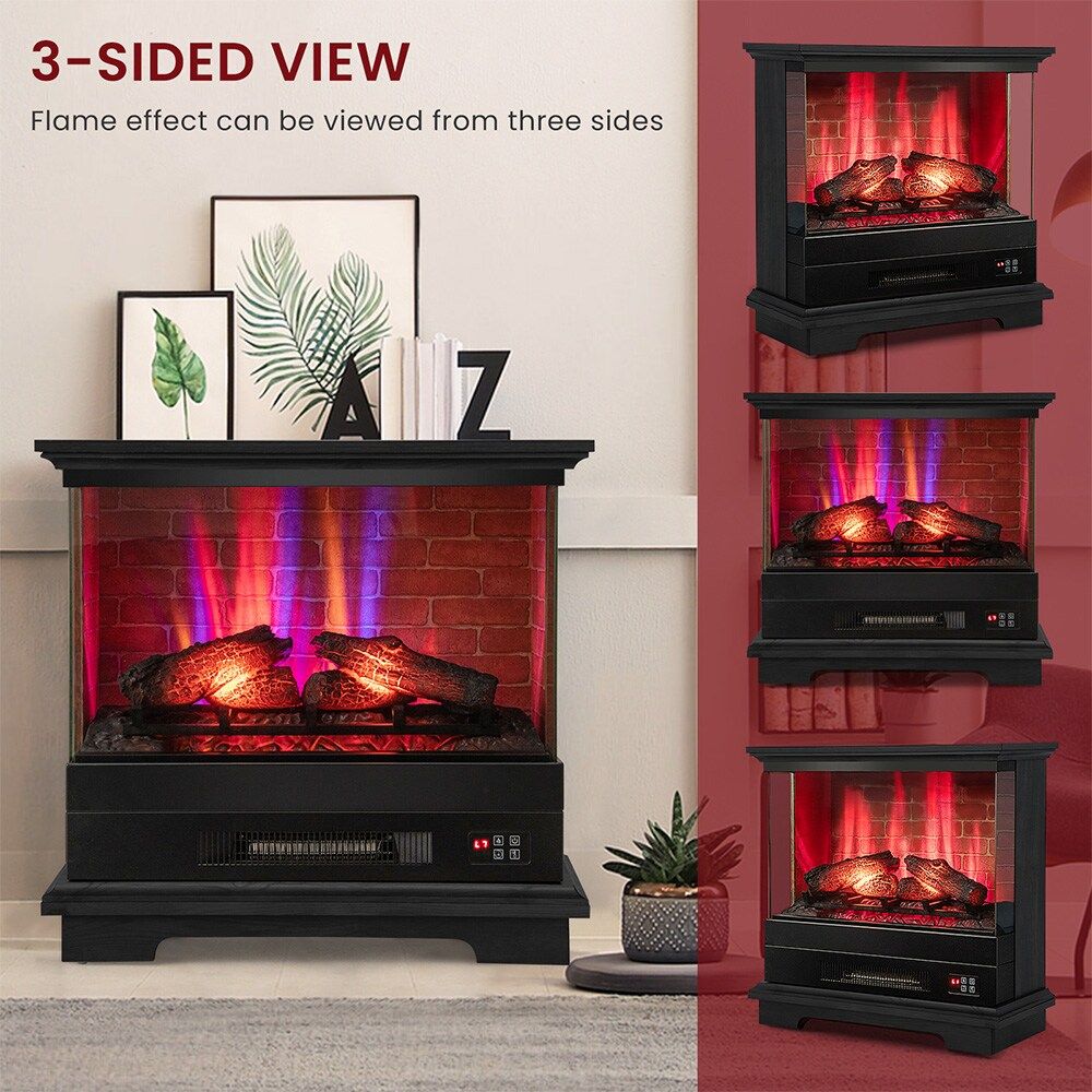 27 Inch Freestanding Fireplace with Remote Control