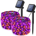 Orange Purple Halloween Solar Lights, 2 Pack Total 66ft 200 LED