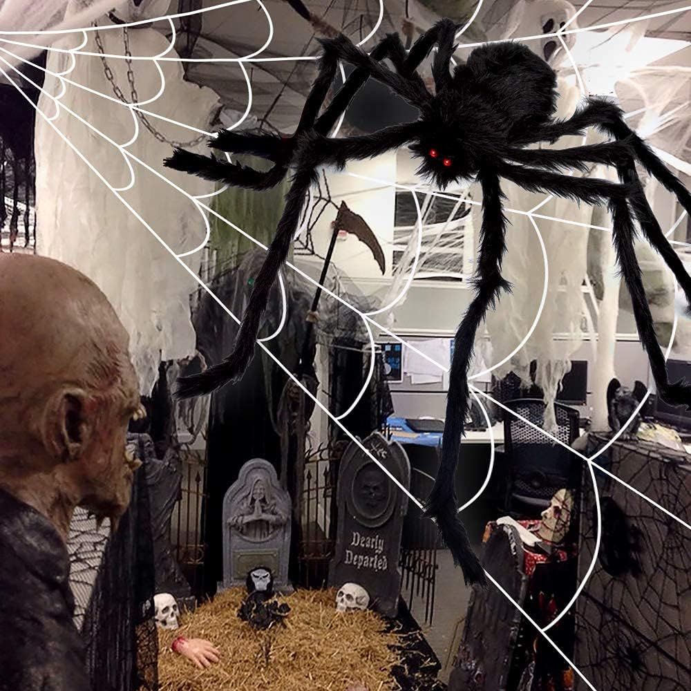 200" Halloween Decorations Spider Web Outdoor +59" Giant Spider Décor