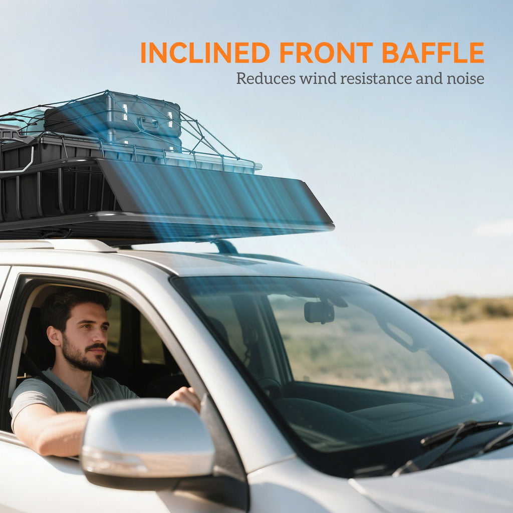 Car Roof Rack Basket, 63.8" x 39" x 6.3" Adjustable Cargo Basket for Cars, SUVs, Vans and RVs, 220 lbs Capacity, Black