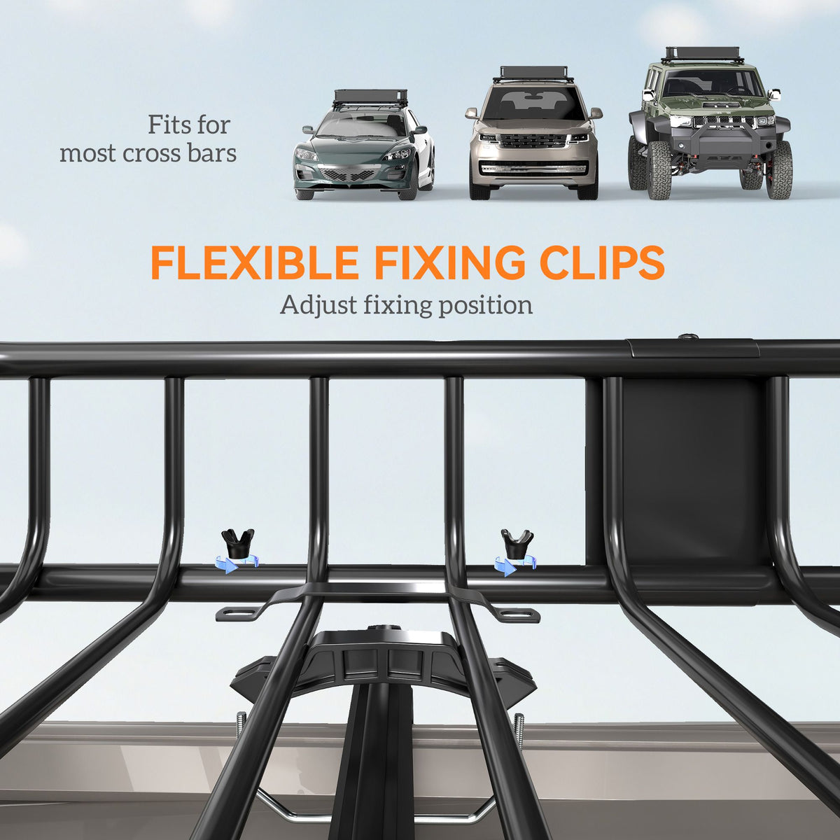 Car Roof Rack Basket, 63.8" x 39" x 6.3" Adjustable Cargo Basket for Cars, SUVs, Vans and RVs, 220 lbs Capacity, Black