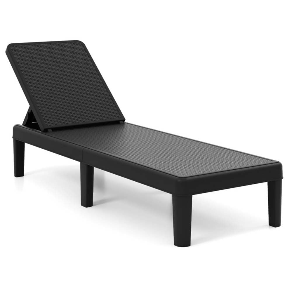 1PC Outdoor Chaise Lounger Chair with Waterproof Rattan Textured PP Surface and 330 lbs Capacity
