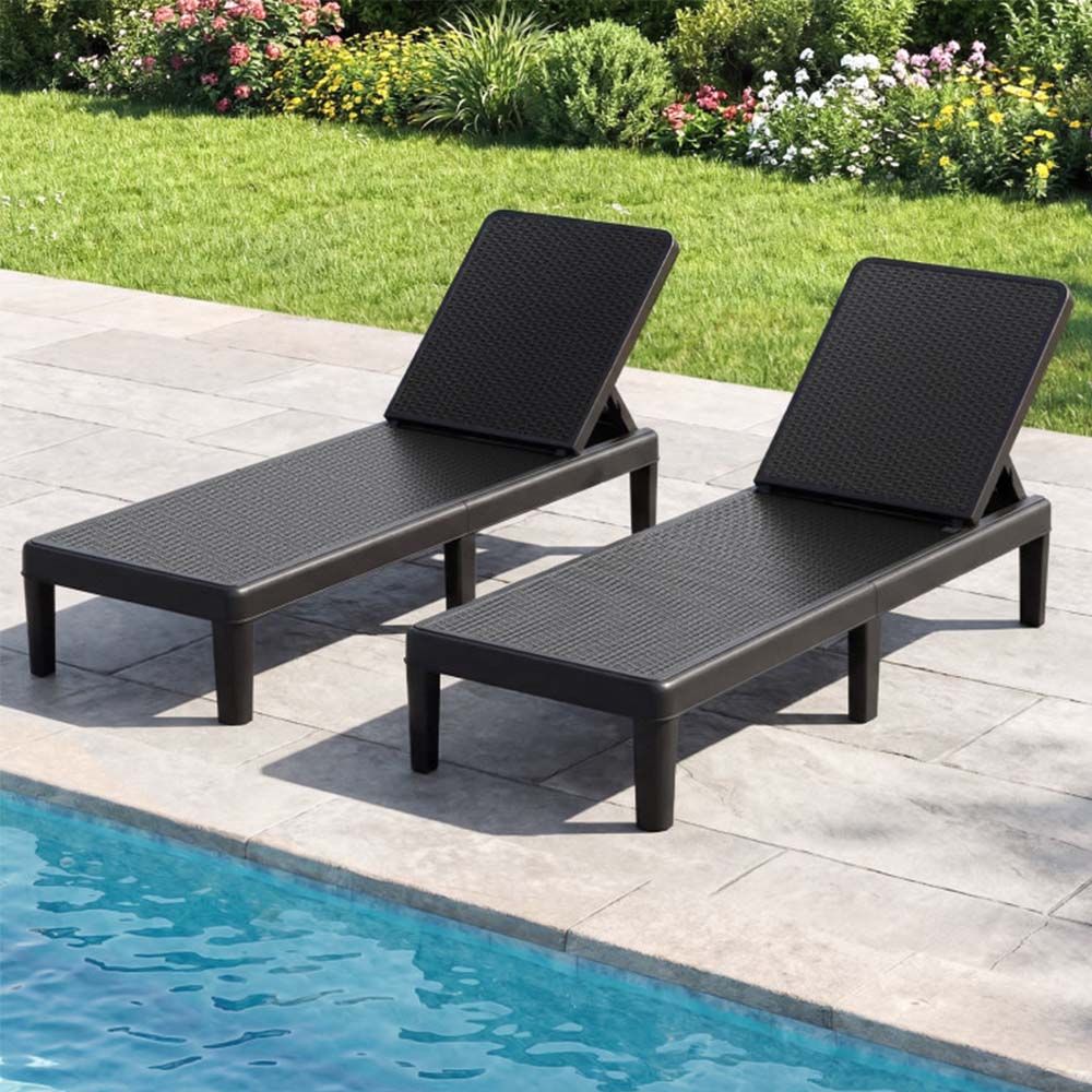 1PC Outdoor Chaise Lounger Chair with Waterproof Rattan Textured PP Surface and 330 lbs Capacity