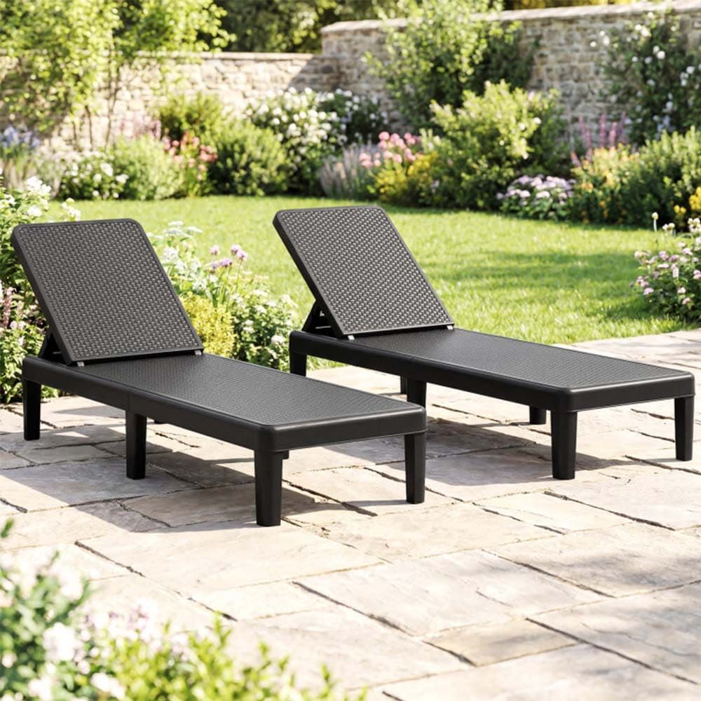 1PC Outdoor Chaise Lounger Chair with Waterproof Rattan Textured PP Surface and 330 lbs Capacity