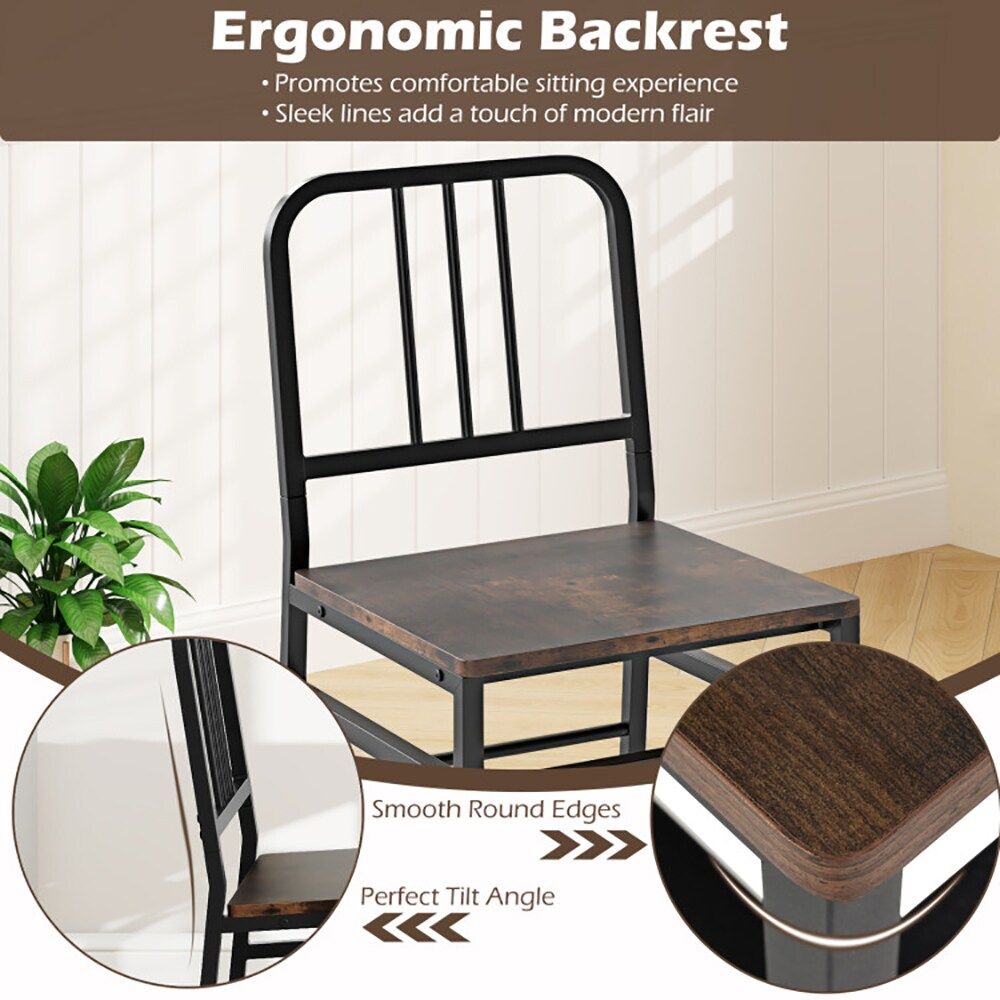 3-Piece Dining Table Set with Rectangular Kitchen Table and 2 Chairs for Kitchen, Dining Room, Breakfast Nook, or Restaurant