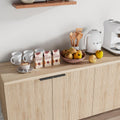 68 Inch Oak Sideboard Buffet Cabinet with 4 Doors, Large Decorative Storage Cabinet with Adjustable Shelves, Multipurpose File Cabinet for Living Room Dining Room Studio