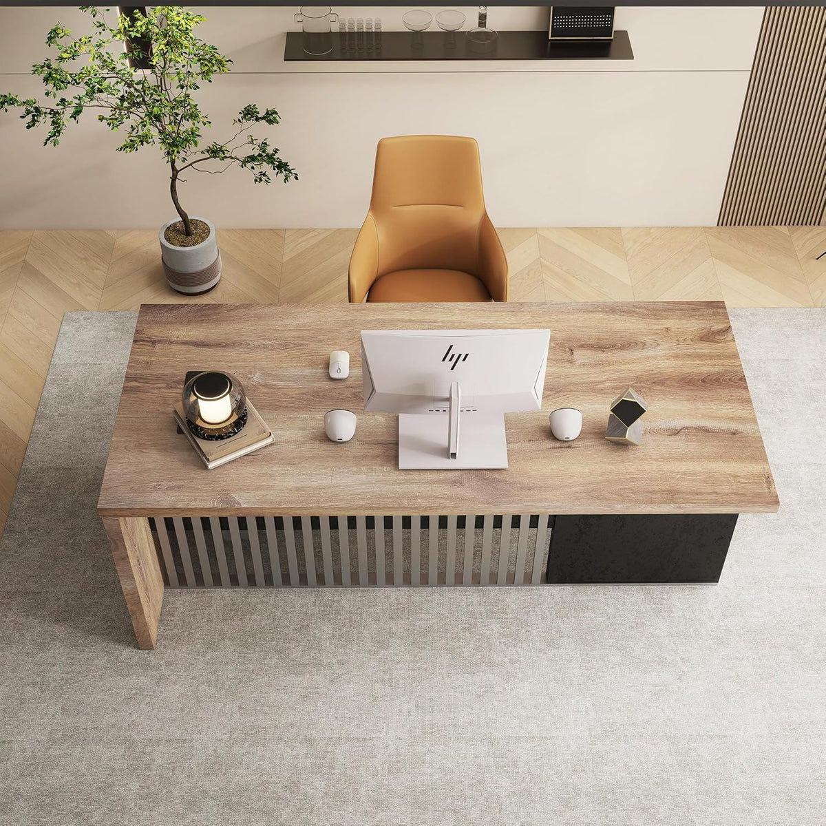 Stainless Steel Executive Desk Modern Computer Writing Workstation Home Office