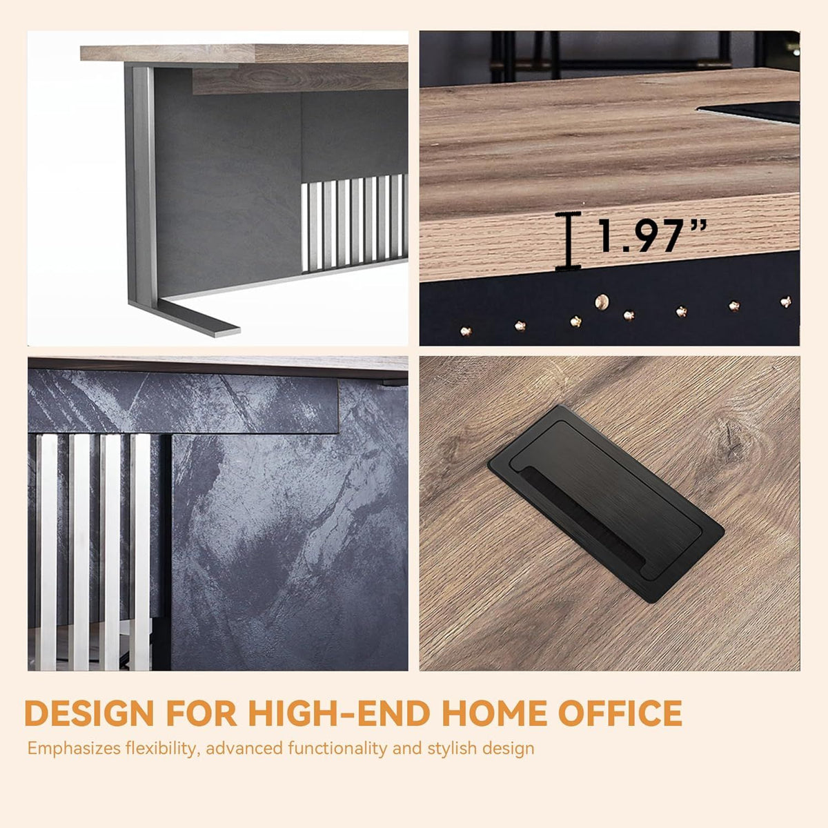 Stainless Steel Executive Desk Modern Computer Writing Workstation Home Office