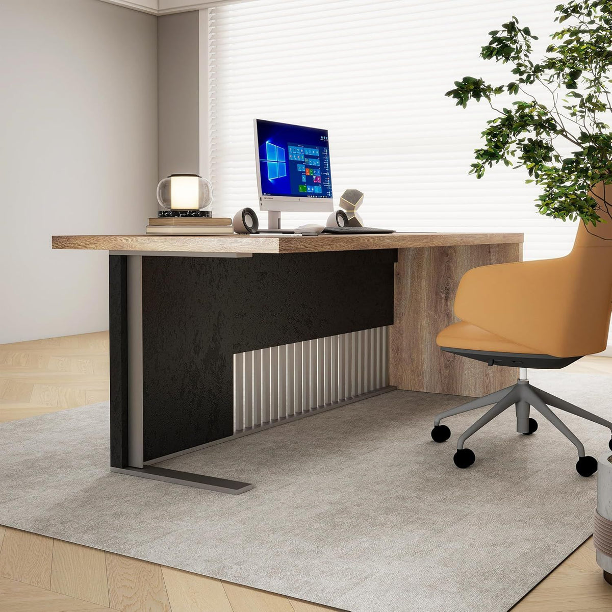 Stainless Steel Executive Desk Modern Computer Writing Workstation Home Office