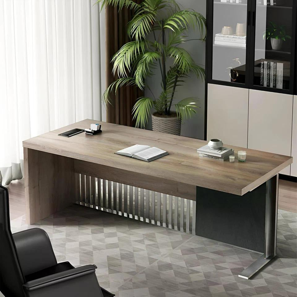 Stainless Steel Executive Desk Modern Computer Writing Workstation Home Office
