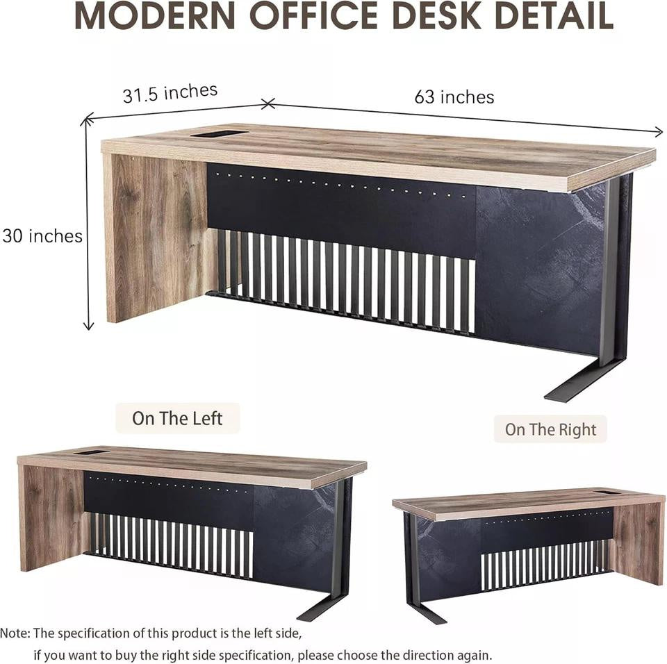 Stainless Steel Executive Desk Modern Computer Writing Workstation Home Office