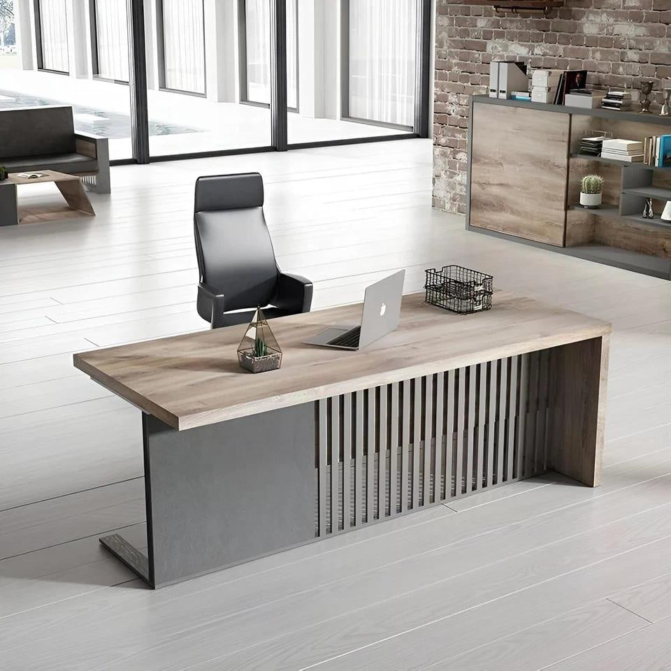 Stainless Steel Executive Desk Modern Computer Writing Workstation Home Office