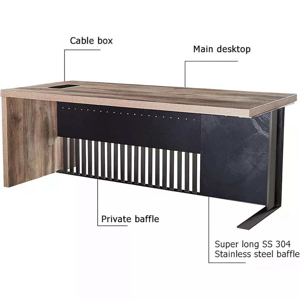Stainless Steel Executive Desk Modern Computer Writing Workstation Home Office