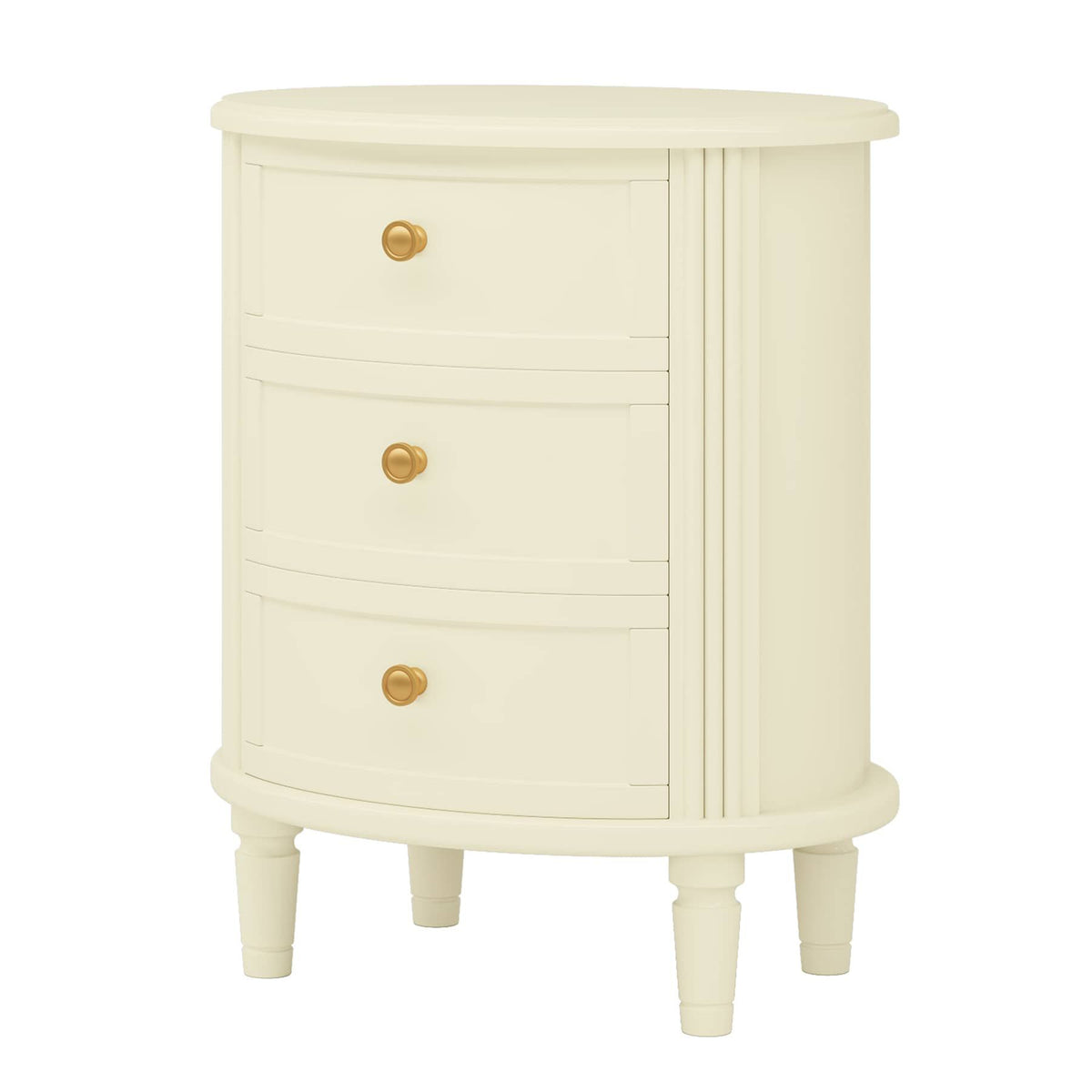 Wood Nightstand Bedside Table with 3 Drawers & Wood Legs
