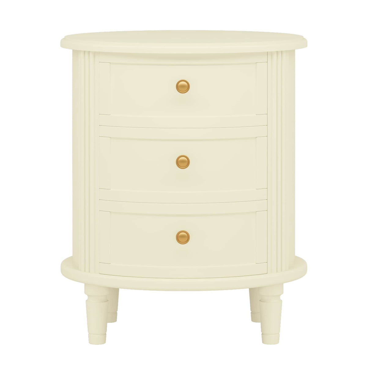 Wood Nightstand Bedside Table with 3 Drawers & Wood Legs