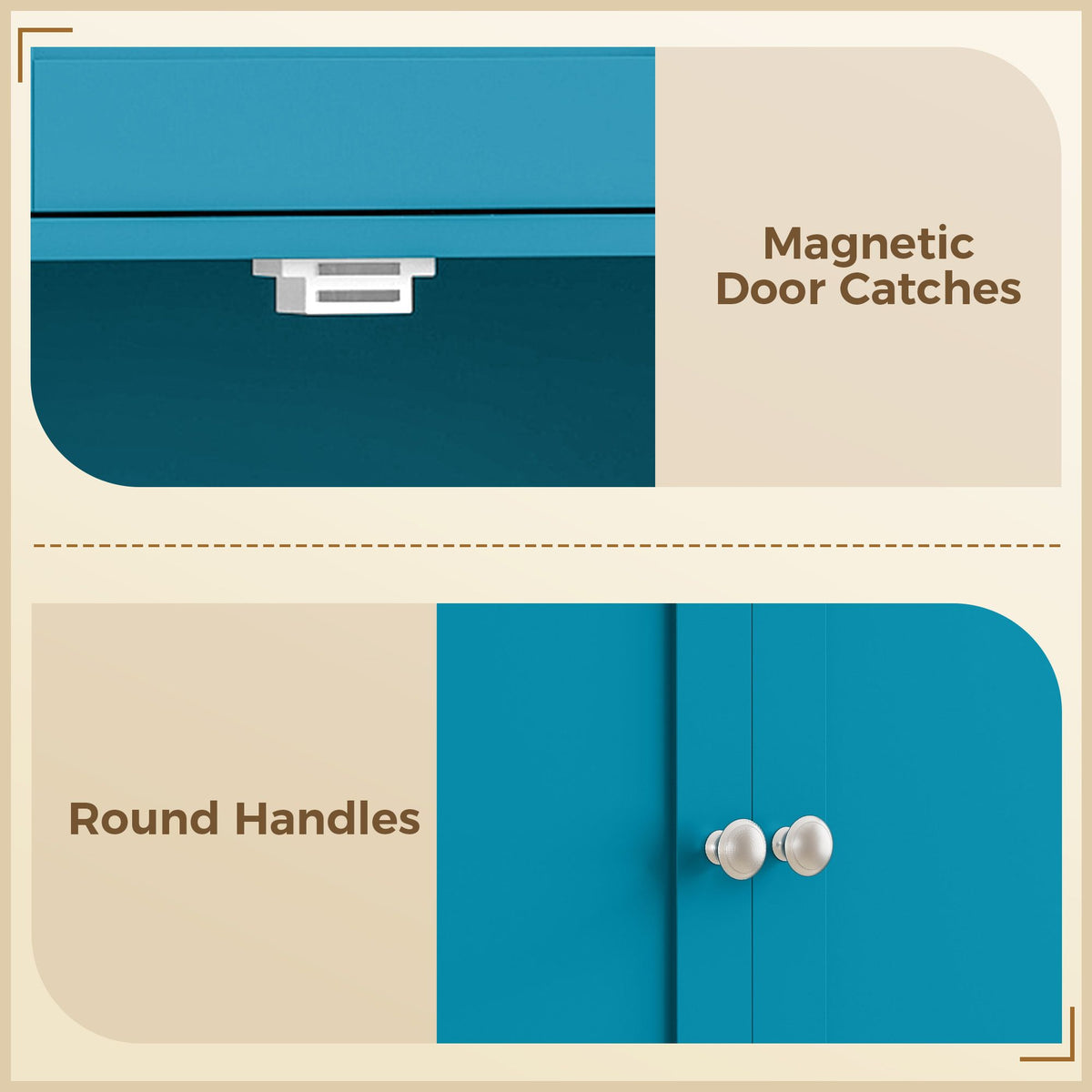 65" Kitchen Cabinet, Kitchen Pantry Cabinet with 4 Doors and 16 Door Shelves for Dining Room, Blue
