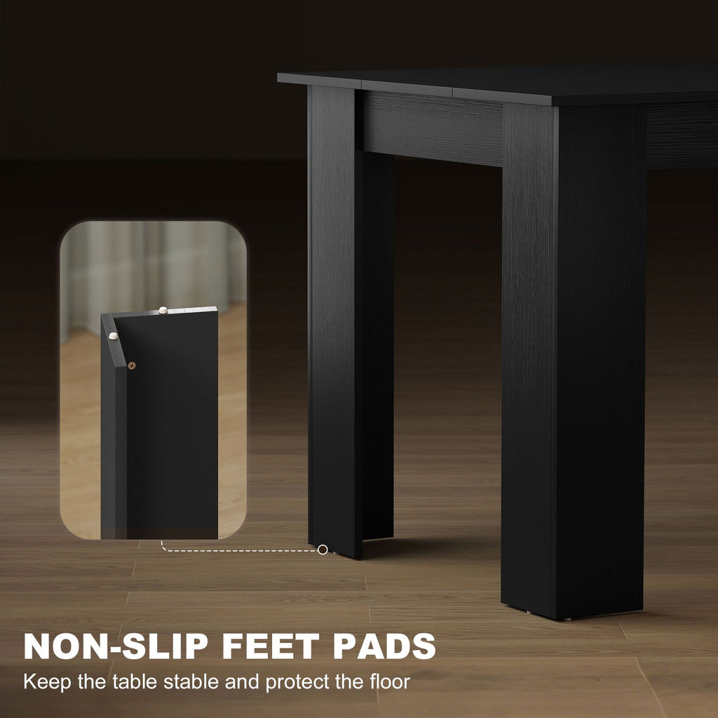 63" Dining Table for 4-6 People, Modern Rectangular Kitchen Table for Dining Room, Living Room, Black Wood Effect