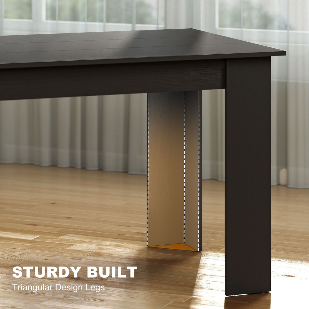 63" Dining Table for 4-6 People, Modern Rectangular Kitchen Table for Dining Room, Living Room, Black Wood Effect