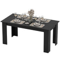 63" Dining Table for 4-6 People, Modern Rectangular Kitchen Table for Dining Room, Living Room, Black Wood Effect