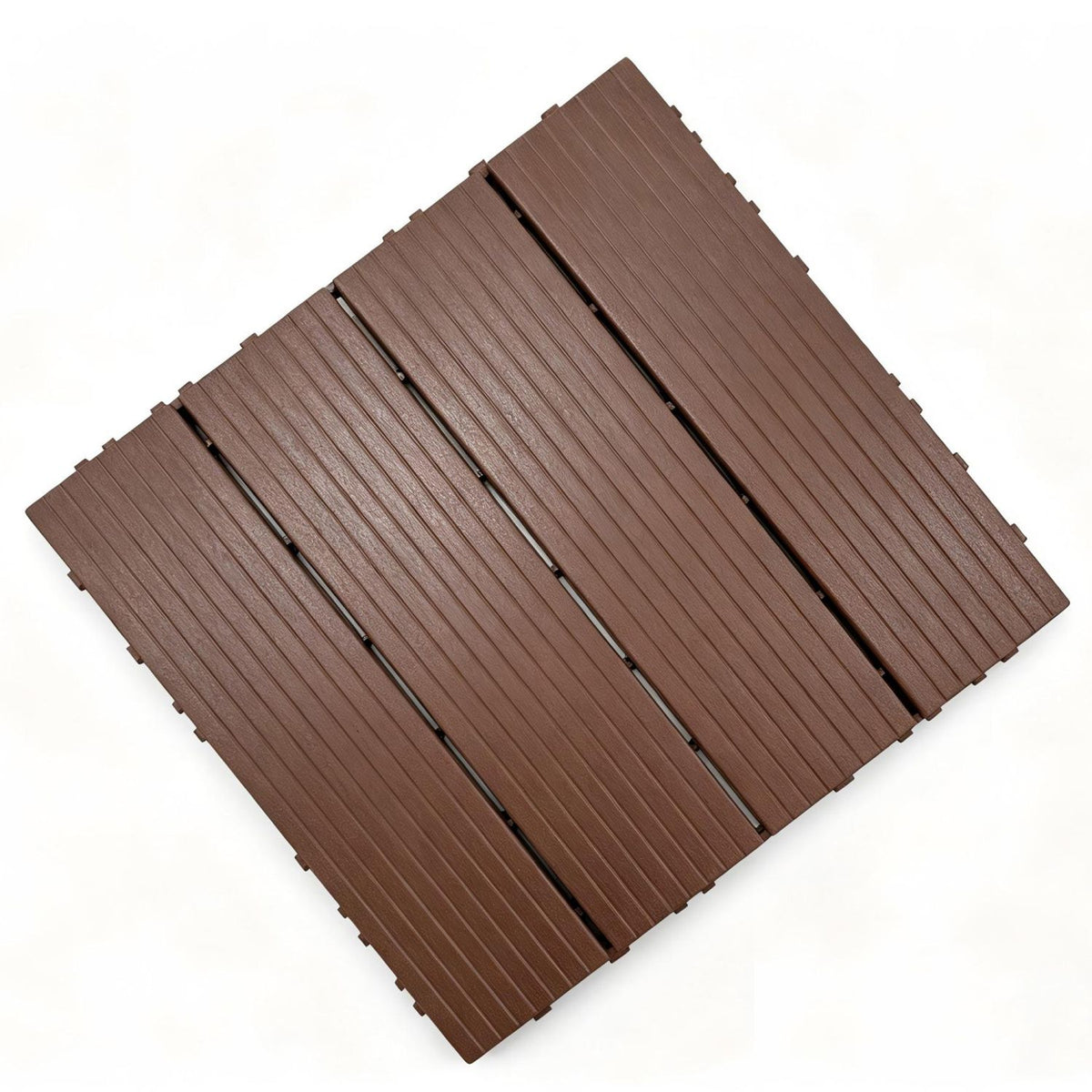 Plastic Interlocking Deck Tiles, 44 Pack 12"x12" Waterproof Non-Slip Outdoor Patio Flooring, All Weather Drainable Snap Together Decking Tiles for Poolside, Porch, Garden, Backyard & Shed Floor,Brown