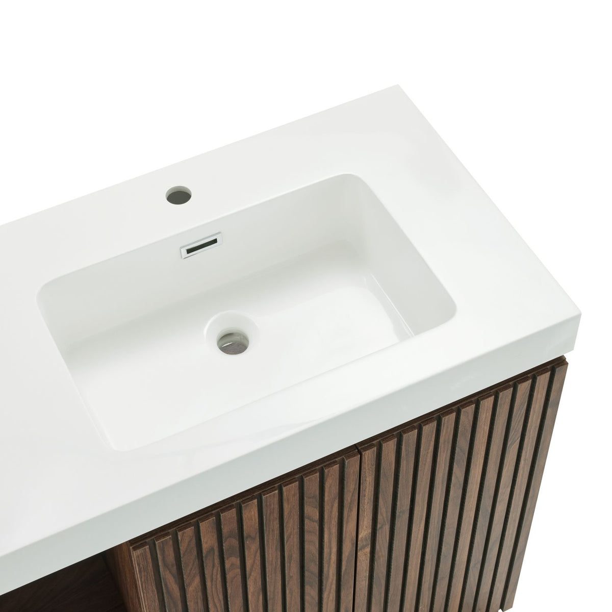 GALAN 60F" Winston Walnut Bathroom Vanity with Sink, Large Storage Freestanding Bathroom Vanity for Modern Bathroom, One-Piece White Double Sink Basin without Drain and Faucet, KD