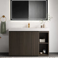 GALAN 48F" Smoked Oak Bathroom Vanity with Sink, Large Storage Freestanding Bathroom Vanity for Modern Bathroom, One-Piece White Sink Basin without Drain and Faucet, KD