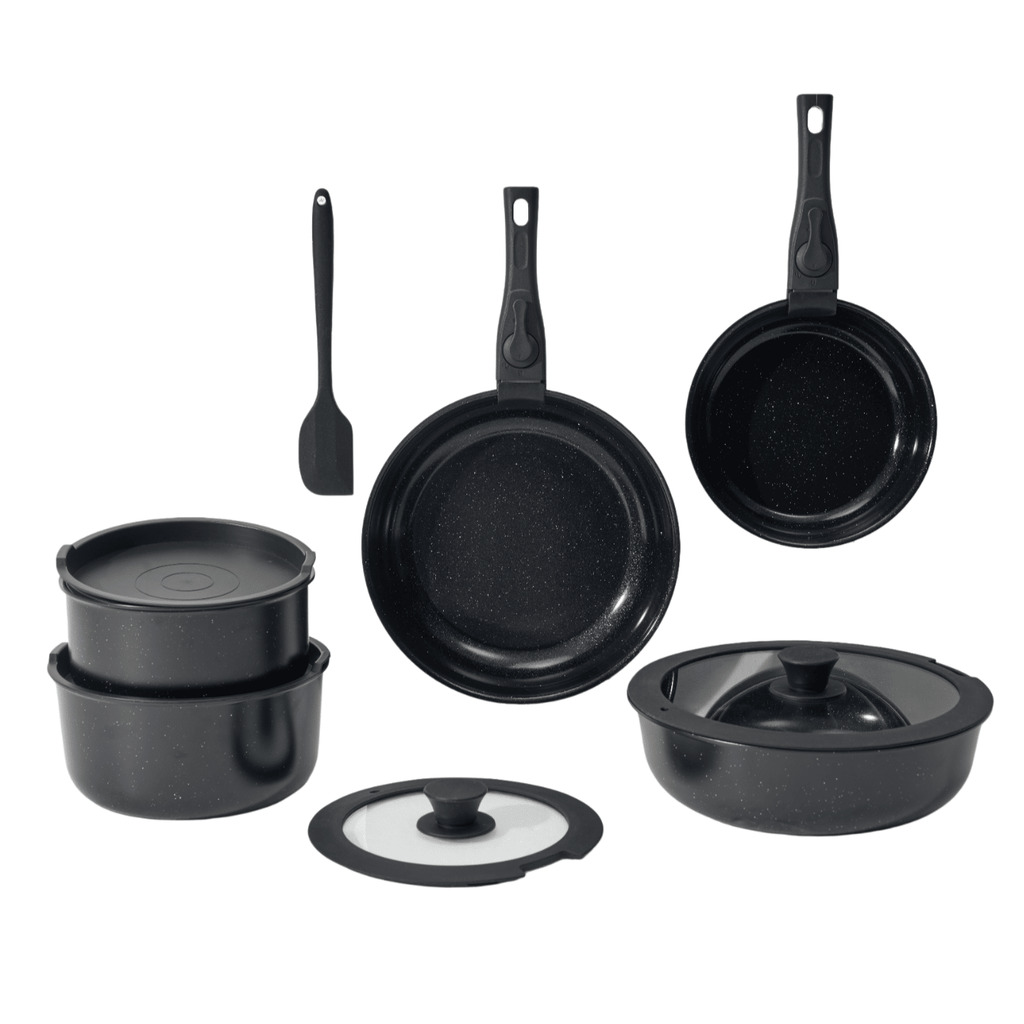 12pcs Camping Cookware Set, 2 Colors Nonstick Pots And Pans, PFAS-Free Ceramic Coating, Space-Saving Detachable Handle, Campfire & Induction Safe, Portable Mess Kit For RV, Backpacking, And Outdoor Co