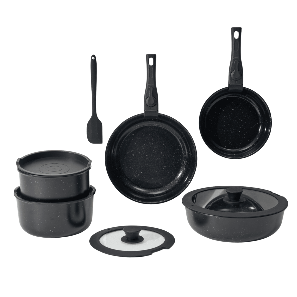 12pcs Camping Cookware Set, 2 Colors Nonstick Pots And Pans, PFAS-Free Ceramic Coating, Space-Saving Detachable Handle, Campfire & Induction Safe, Portable Mess Kit For RV, Backpacking, And Outdoor Co
